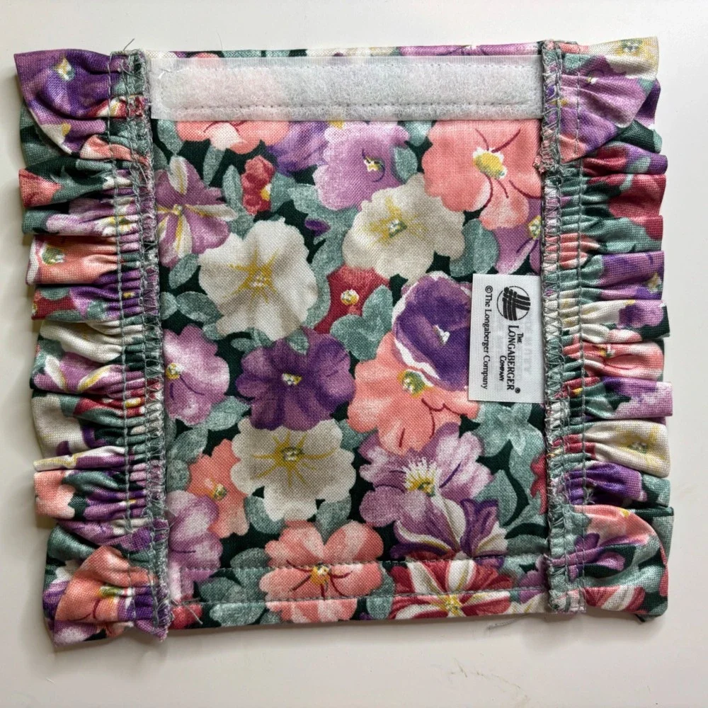 Longaberger Basket Handle Gripper Petunia Floral Ruffle Cotton 2190365